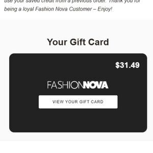 Fashion Nova Gift Card $31.49